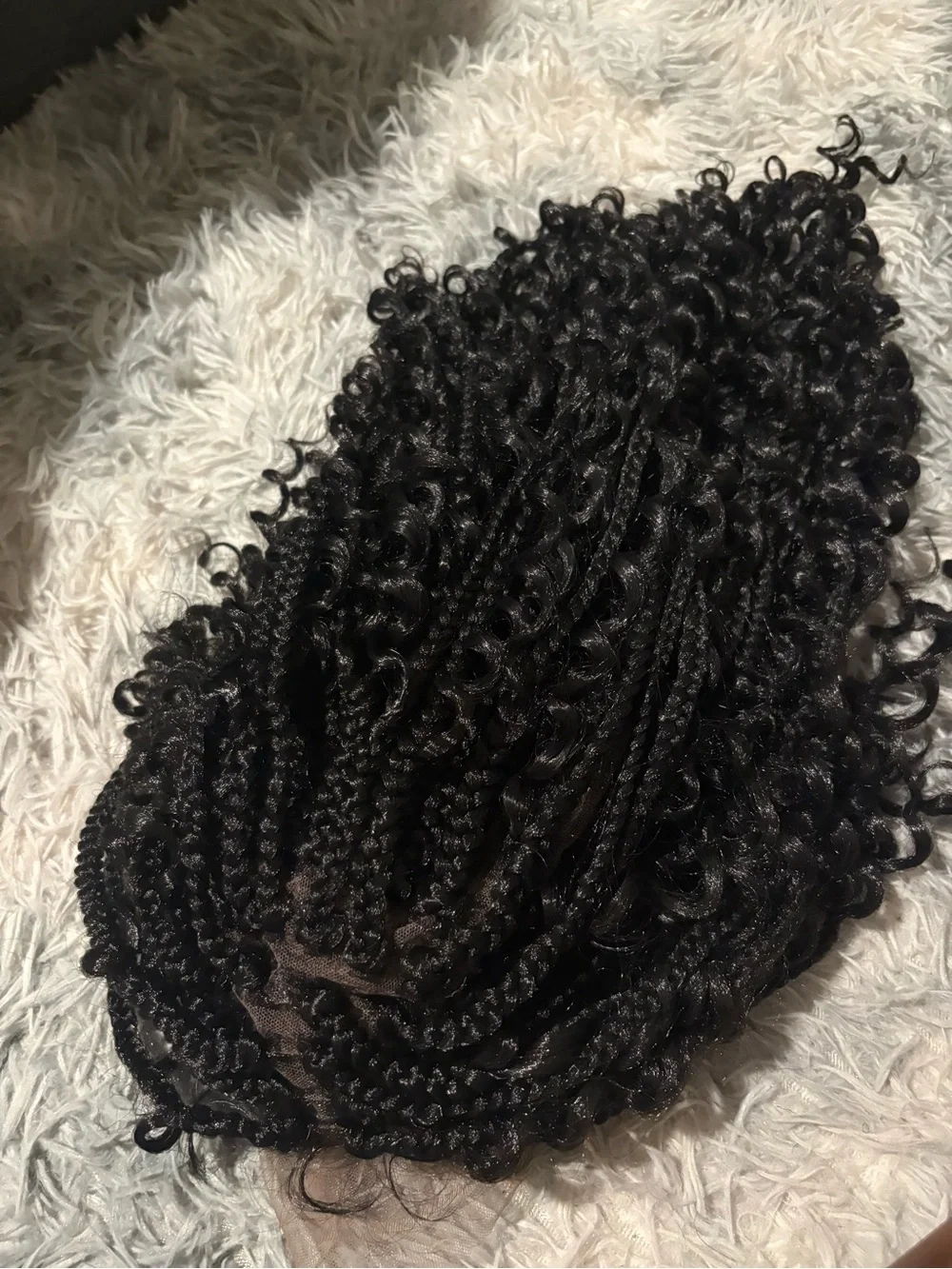 Black Braided Curly Lace Front Wig - Natural Black
